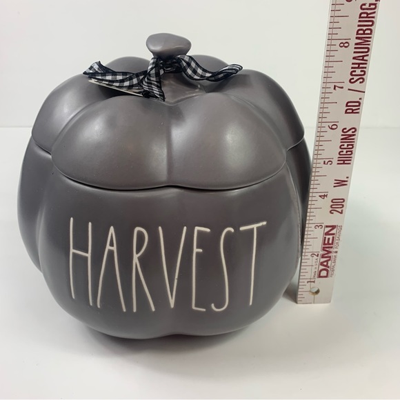 NEW Rae Dunn "HARVEST" Grey Ceramic Canister Cookie Jar - Picture 3 of 11